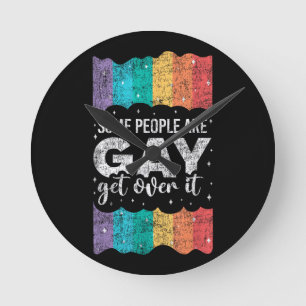 Vintage LGBT Pride Rainbow Some People Are Gay Get Round Clock