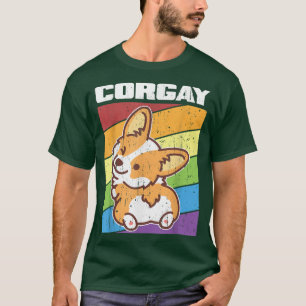 Vintage LGBTQ Gay Pride Rainbow Flag Corgi Corgay  T-Shirt
