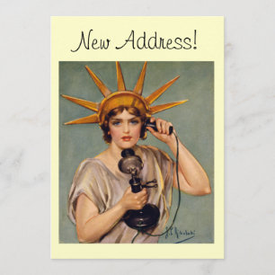 Vintage Liberty Calling New Home Announcement Card