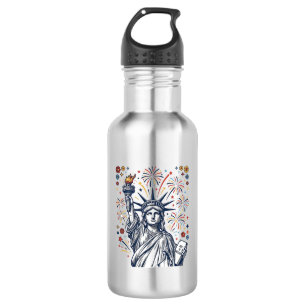 Vintage Liberty Fireworks Patriotic Vector Design_ 532 Ml Water Bottle