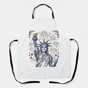 Vintage Liberty Fireworks Patriotic Vector Design_ Apron
