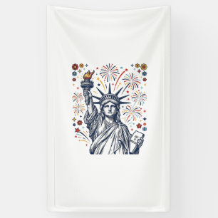 Vintage Liberty Fireworks Patriotic Vector Design_ Banner