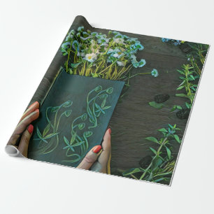 Vintage library artwork wrapping paper