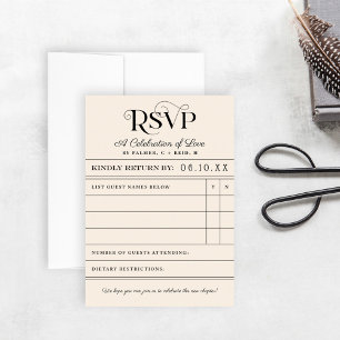 Vintage Library Book Card Wedding RSVP Card