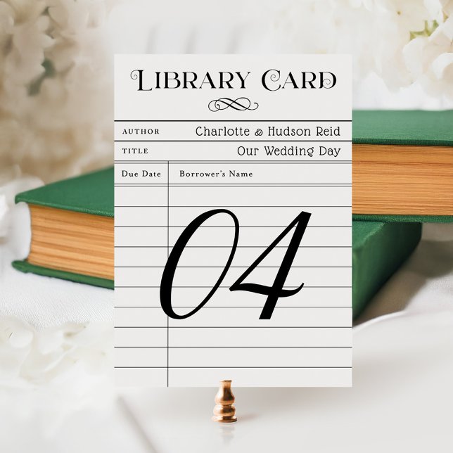 Vintage Library Book Card Wedding Table Number (Creator Uploaded)
