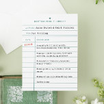 Vintage Library Book Check Out Card Wedding Menu<br><div class="desc">Vintage Library Book Check Out Card Wedding Menu - Capture the nostalgia of a bygone era with our Vintage Library Card Type Wedding Menu card. Designed to resemble a classic library card, this unique and charming wedding menu card will set the perfect tone for your vintage-themed wedding. Personalise it with...</div>