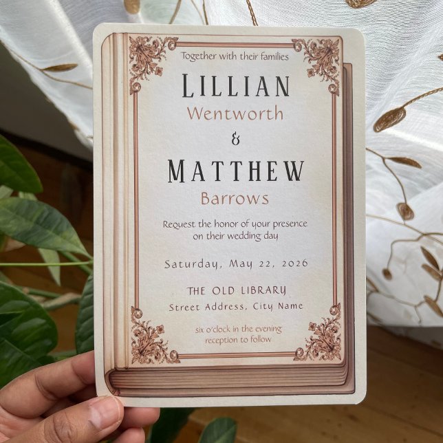 Vintage Library Book Cover Wedding Invitation (Creator Uploaded)