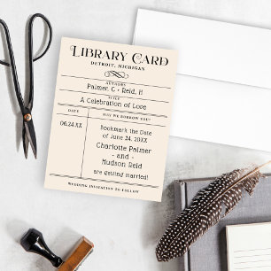 Vintage Library Book Lover Ivory Wedding Save The Date