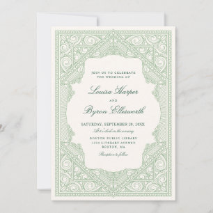 Vintage Library Book Wedding Invitation