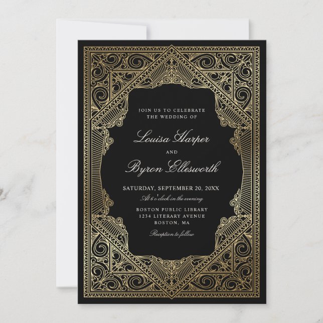 Vintage Library Book Wedding Invitation (Front)