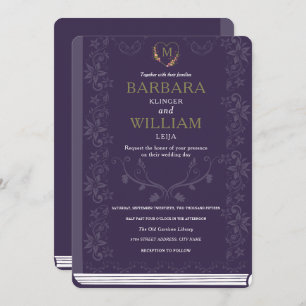 Vintage Library Book Wedding Invite
