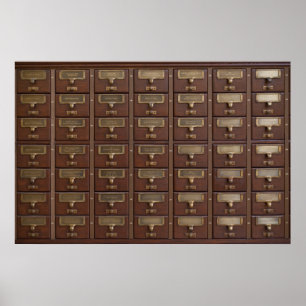 Vintage Library Card Catalogue Drawers Poster