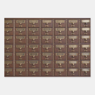 Vintage Library Card Catalogue Drawers Wrapping Pa Wrapping Paper Sheet
