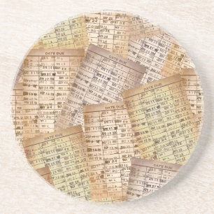 Vintage Library Card Collection   Coaster