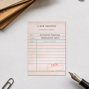 Vintage Library Card Graduation Advice Wishes