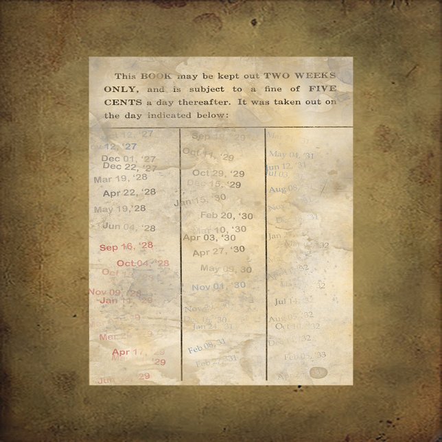 Vintage Library Card Scrapbook Paper (Creator Uploaded)