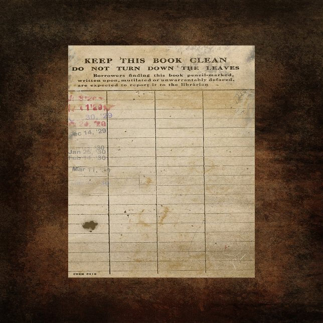 Vintage Library Card Scrapbook Paper (Creator Uploaded)