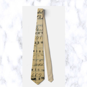 Vintage Library Card  Tie