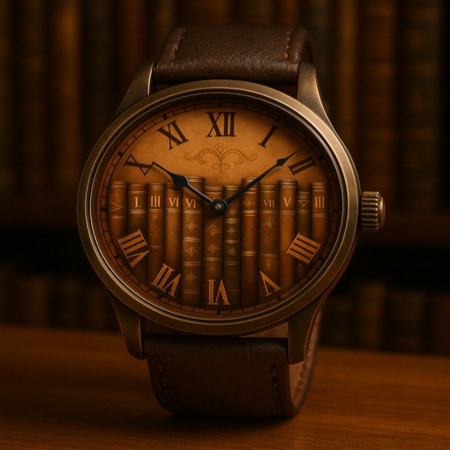 Vintage Library Clock Face with Roman Numerals Watch (Creator Uploaded)