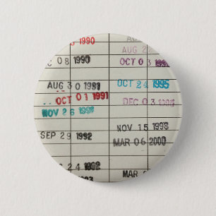 Vintage Library Due Date Cards 6 Cm Round Badge