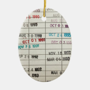 Vintage Library Due Date Cards Ceramic Tree Decoration