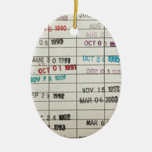 Vintage Library Due Date Cards Ceramic Tree Decoration