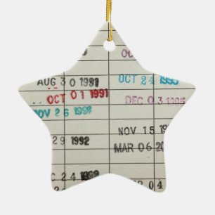 Vintage Library Due Date Cards Ceramic Tree Decoration