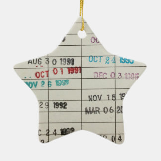 Vintage Library Due Date Cards Ceramic Tree Decoration