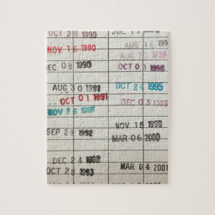 Vintage Library Due Date Cards Jigsaw Puzzle