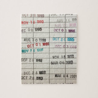 Vintage Library Due Date Cards Jigsaw Puzzle