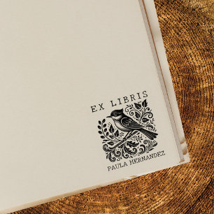 Vintage Library Ex Libris Bird Rubber Stamp