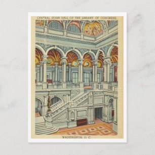 Vintage Library of Congress Stairway Postcard