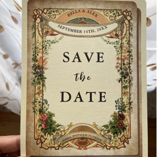 Vintage Library Storybook Book Secret Garden Save The Date