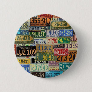 Vintage License Plates 6 Cm Round Badge