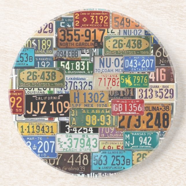 Vintage License Plates Coaster (Front)