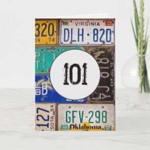 Vintage License Plates for 101st Birthday Card