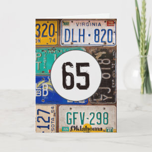 Vintage License Plates for 65th Birthday   Card