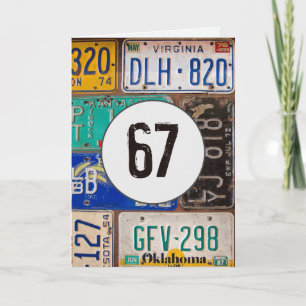Vintage License Plates for 67th Birthday  Card