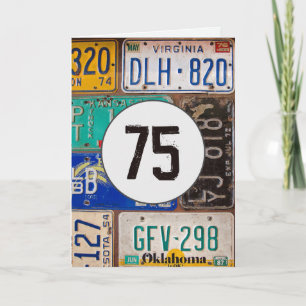 Vintage License Plates for 75th Birthday   Card