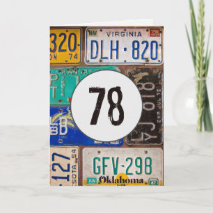 Vintage License Plates for 78th Birthday Card