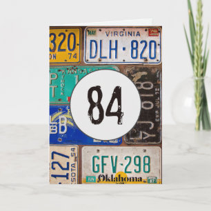 Vintage License Plates for 84th Birthday Card