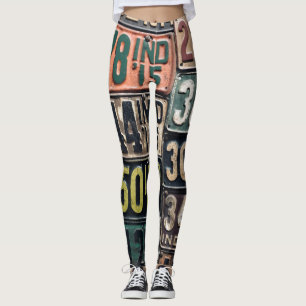 Vintage License Plates Leggings