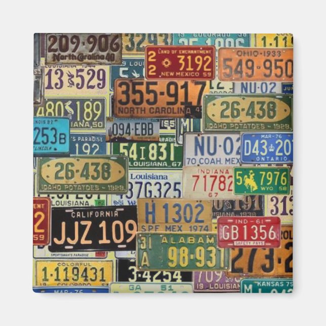 Vintage License Plates Magnet (Front)