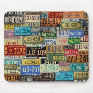 Vintage License Plates Mouse Pad