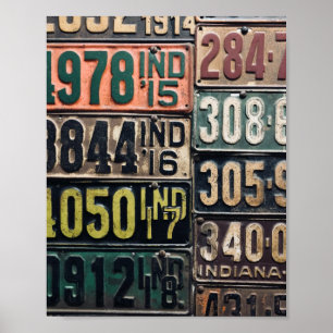 Vintage License Plates Poster