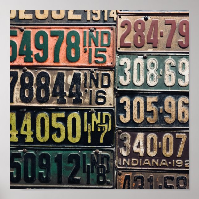 Vintage License Plates Poster (Front)