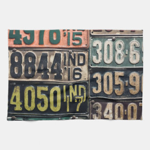 Vintage License Plates Tea Towel