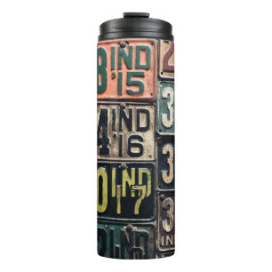 Vintage License Plates Thermal Tumbler