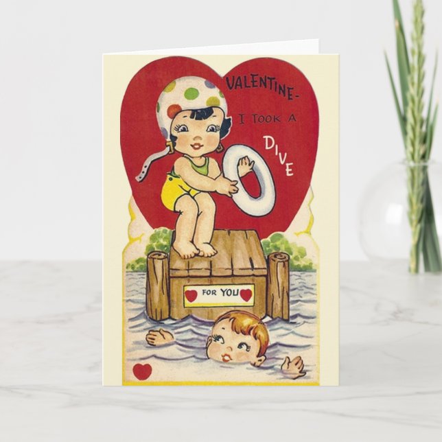 Vintage Life Guard Valentine's Day Card (Front)