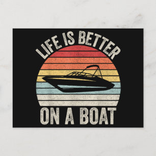 Vintage Life Is Better On A Boat Captain Boating P Holiday Postcard